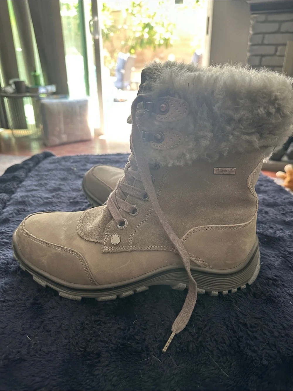 Pajar Taupe Suede Fur-Trim Lace-Up Winter Boots